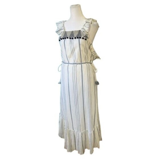 Saylor Striped Pom Pom Gretchen Midi Dress Size Small - Picture 3 of 14